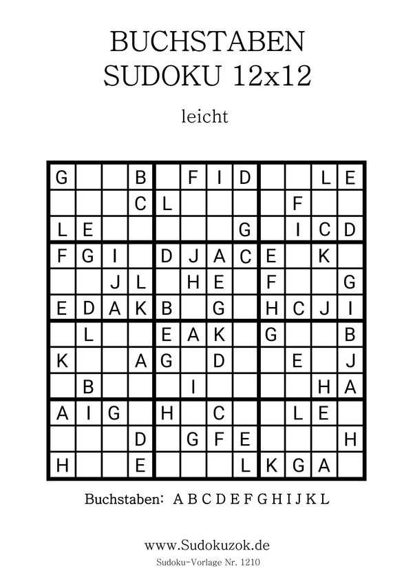 Buchstaben Sudoku 12x12 leicht