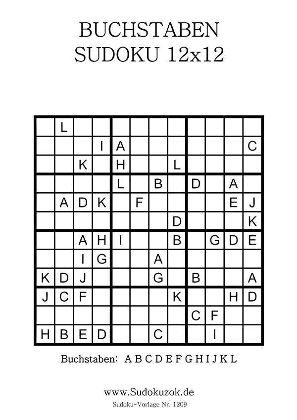 Buchstaben Sudoku 12x12 schwer