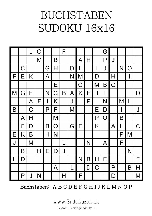 Buchstaben Sudoku 16x16