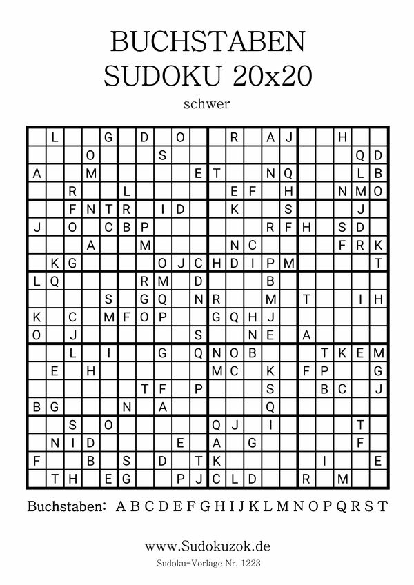 Buchstaben Sudoku 20x20 schwer
