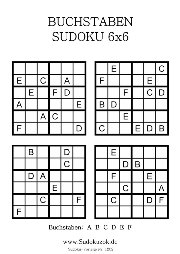 Buchstaben Sudoku 6x6