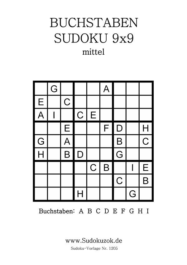 Buchstaben Sudoku zum Ausdrucken