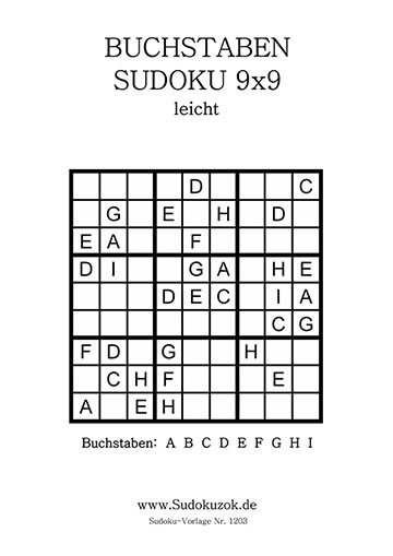 Buchstaben Sudoku leicht 9x9