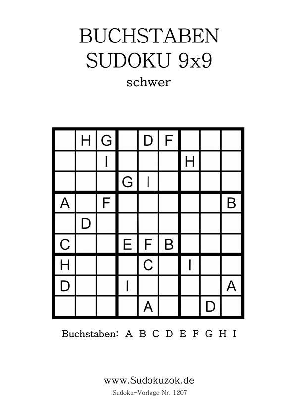 Buchstaben Sudoku schwer