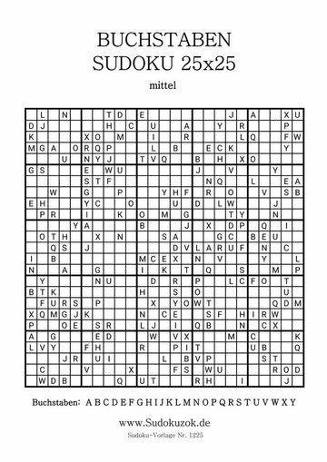 Buchstabensudoku 25x25 mittel ausdrucken