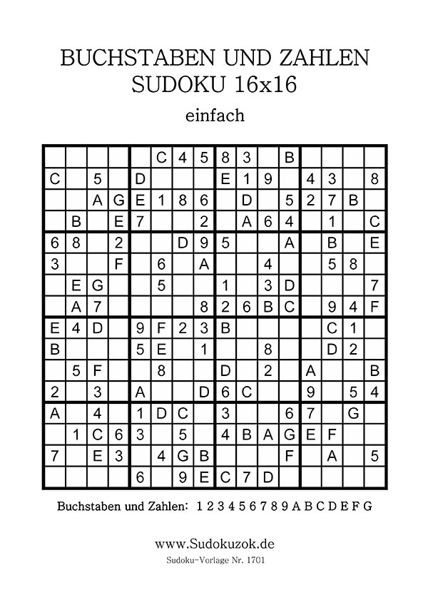 Buchstaben und Zahlen Sudoku leicht
