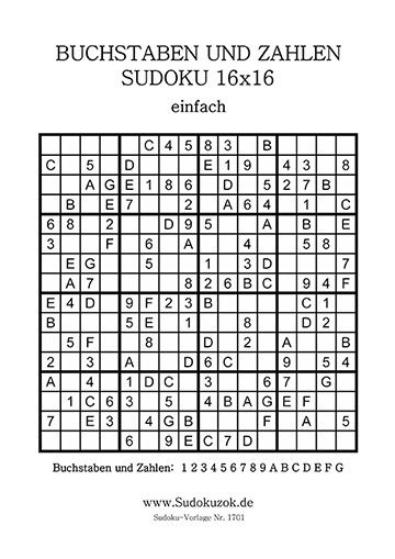 Buchstaben und Zahlen Sudoku sehr leicht