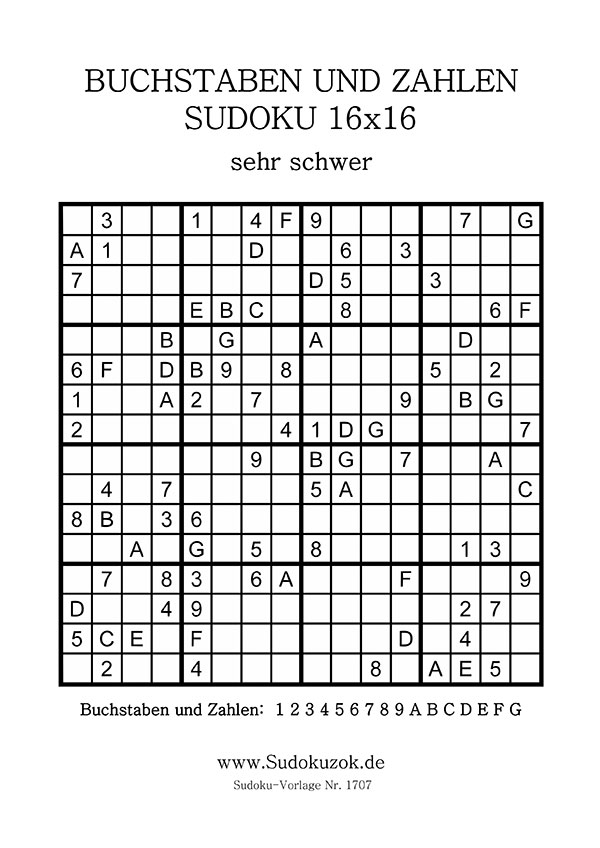 Sudoku Buchstaben und Zahlen sehr schwer