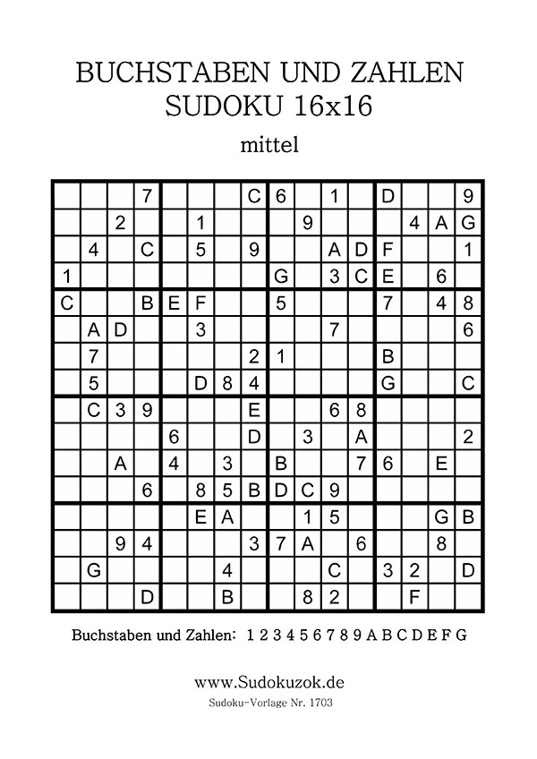 Buchstaben und Zahlen Sudoku zum Ausdrucken