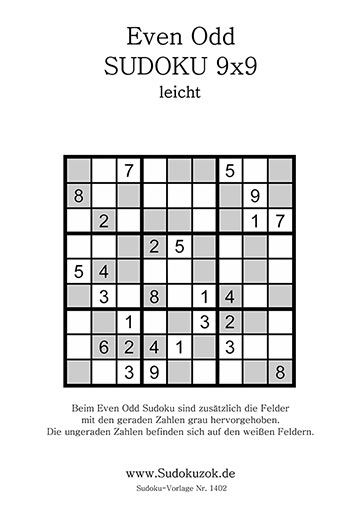 Even Odd Sudoku 9x9 zum Downloaden