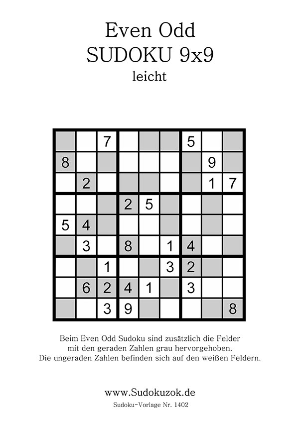 Even Odd Sudoku 9x9