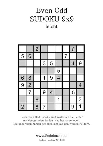Even Odd Sudoku 9x9 leicht