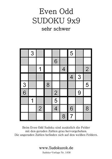 Even Odd Sudoku mit Lösung zum Ausdrucken