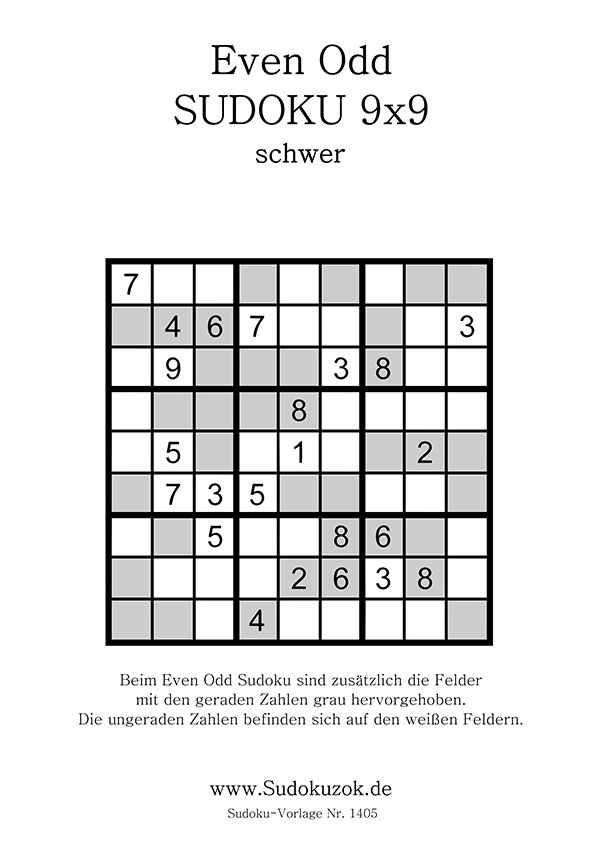 Even Odd Sudoku schwer