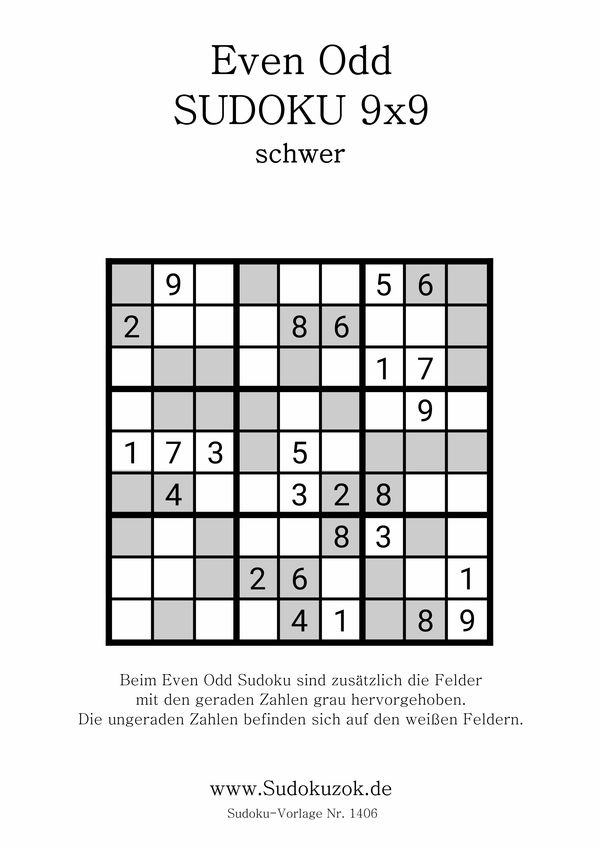 gerade ungerade Sudoku schwer zum Ausdrucken