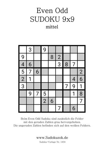 Sudoku gerade ungerade zum Ausdrucken