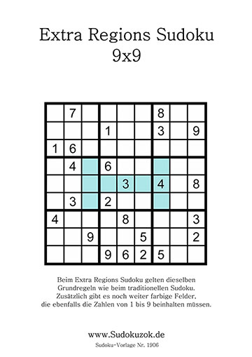 Extra Regions Sudoku 9x9 zum Ausdrucken