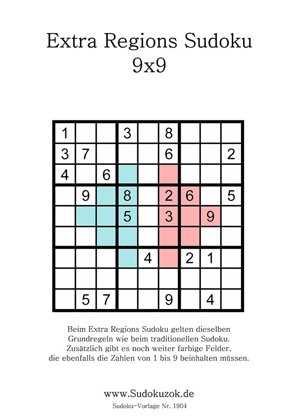 Extra Regions Sudoku mit Lösung