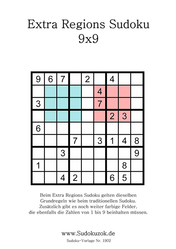 Extra Regions Sudoku zum Ausdrucken
