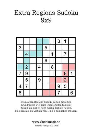 Extra Regions Sudokuzahlenrätsel