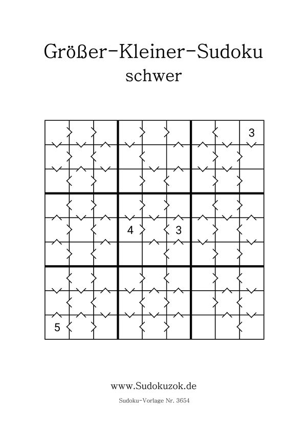 Größer-Kleiner-Sudoku Stufe schwer