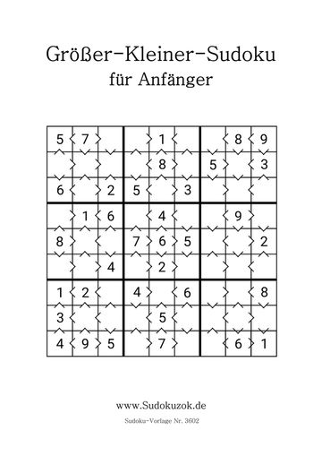 Größer-Kleiner-Sudoku für Anfänger kostenlos