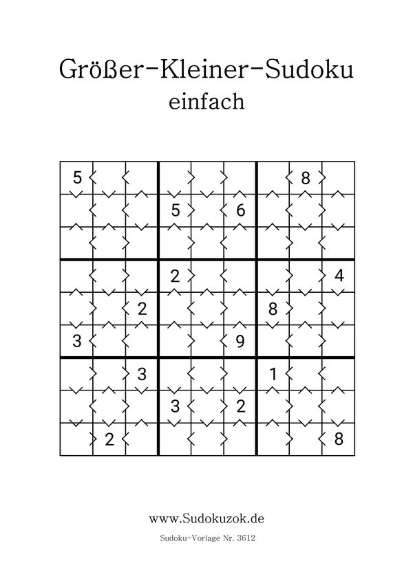 Größer-Kleiner-Sudoku ausdrucken