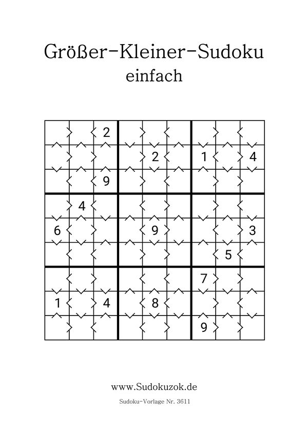 Größer-Kleiner-Sudoku einfach
