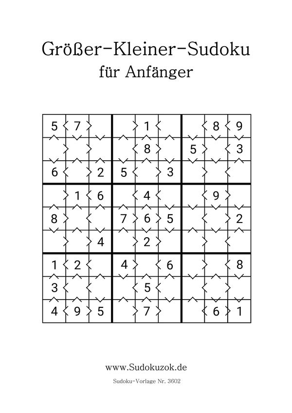 Größer-Kleiner-Sudoku für Anfänger
