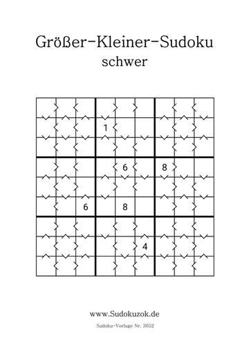 Größer kleiner Sudoku in der Stufe schwer ausdrucken