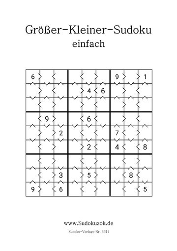 Größer-Kleiner-Sudoku mit Lösung zum Herunterladen