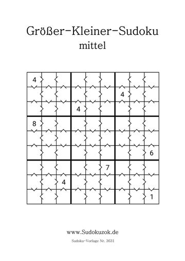 Größer-Kleiner-Sudoku mittel gratis drucken