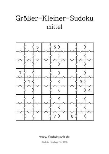 Größer-Kleiner-Sudoku Stufe mittel zum drucken