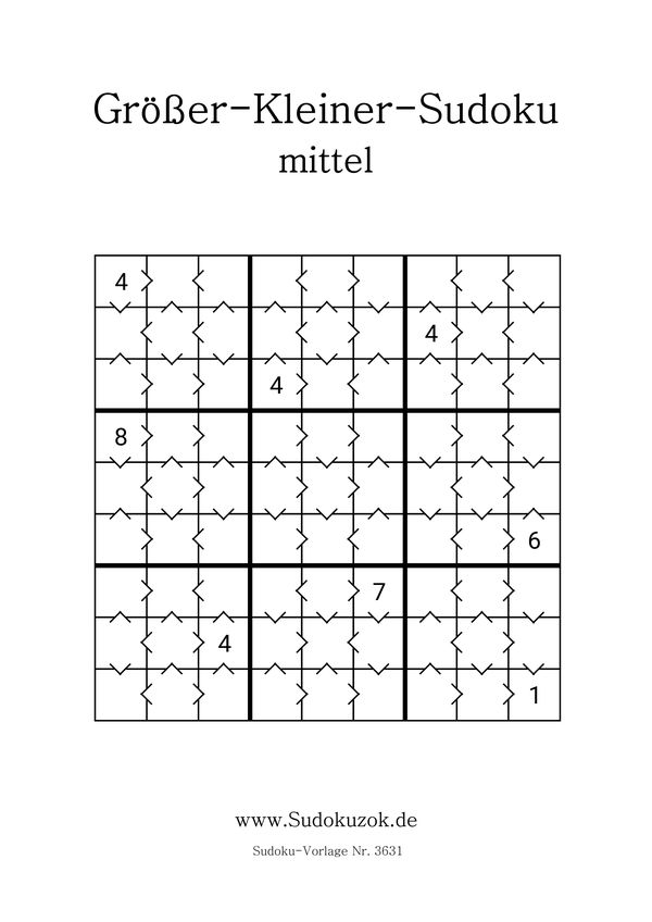 Größer-Kleiner-Sudoku mittel