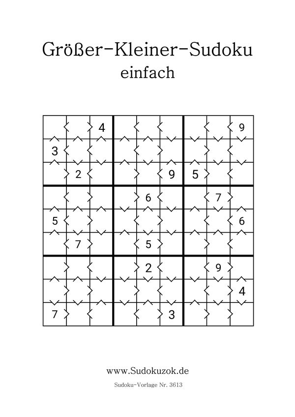 Größer-Kleiner-Sudoku als PDF