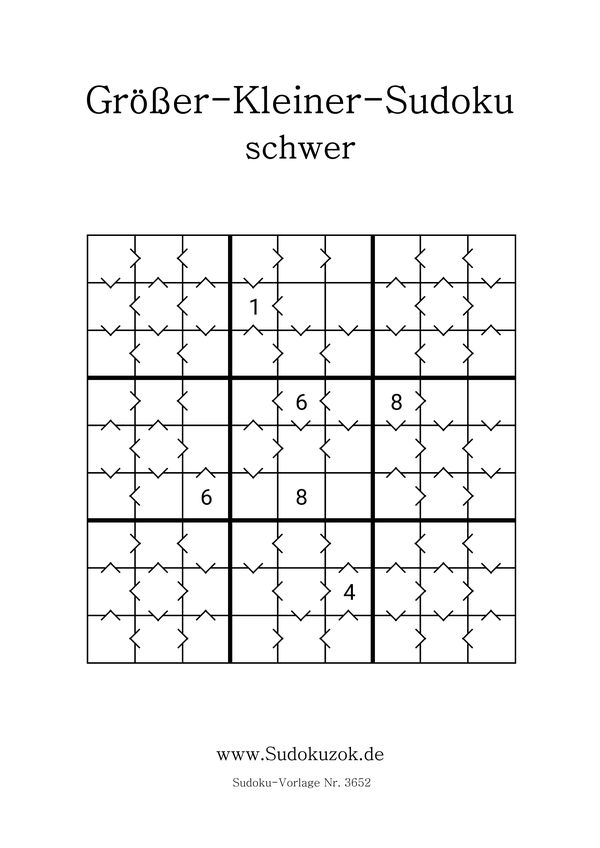 Größer kleiner Sudoku schwer zum Drucken