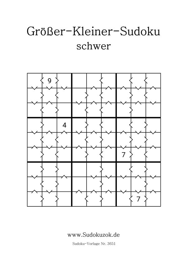 Größer-Kleiner-Sudoku schwer