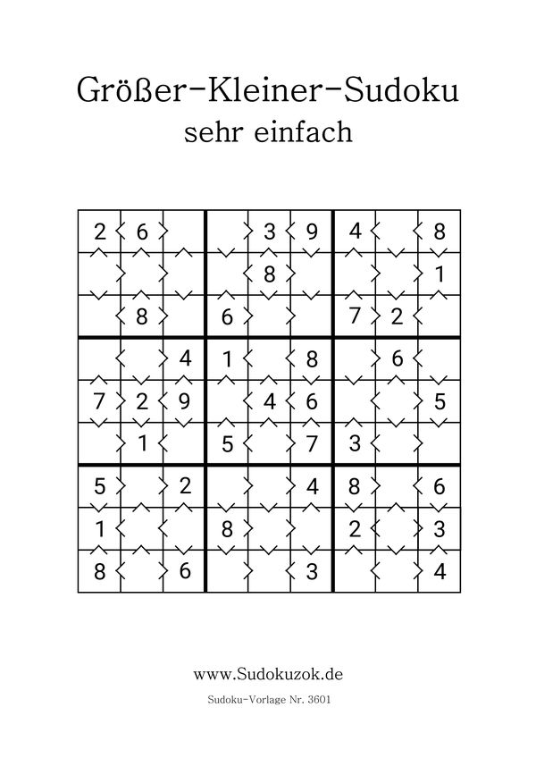 Größer-Kleiner-Sudoku sehr einfach