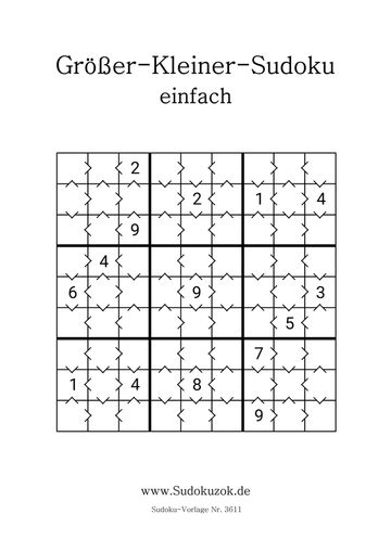 Größer-Kleiner-Sudoku in der Stufe einfach