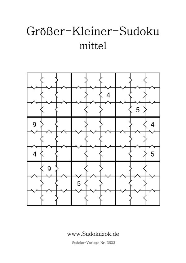 Größer-Kleiner-Sudoku Stufe mittel