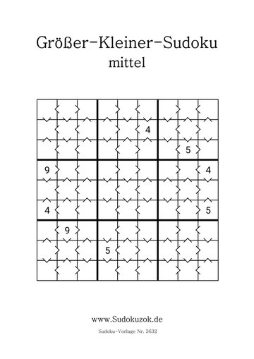 Kostenlose Größer-Kleiner Sudoku-Vorlage mittel