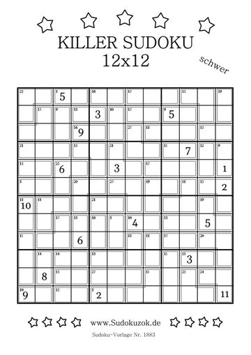12x12 Killer Sudoku schwer für Meisterspieler