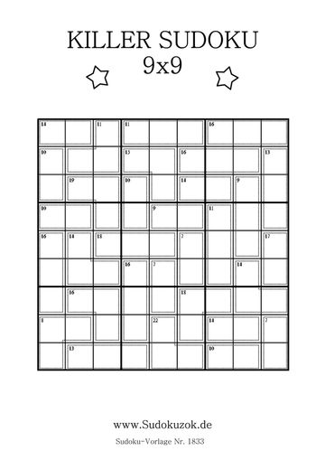 9x9 Killersudoku Rätsel