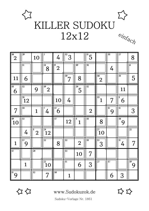 Killer Sudoku 12x12 einfach