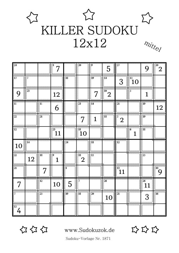 Killer Sudoku 12x12 mittel