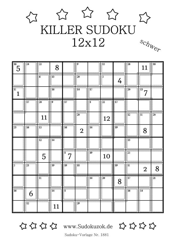 Killer Sudoku 12x12 schwer