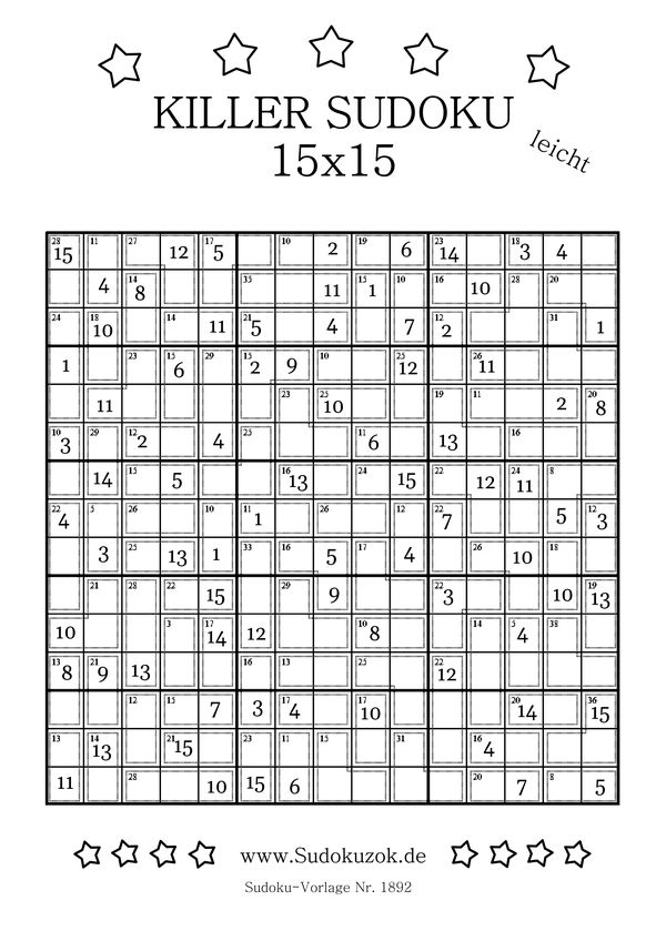 Killer Sudoku 15x15 Anfänger