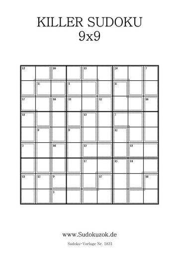 Killer Sudoku ausdrucken kostenlos