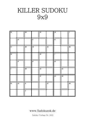 Killer Sudoku ausdrucken kostenlos