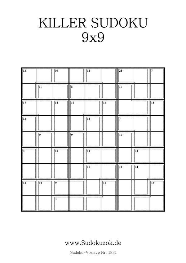 Killer Sudoku ausdrucken